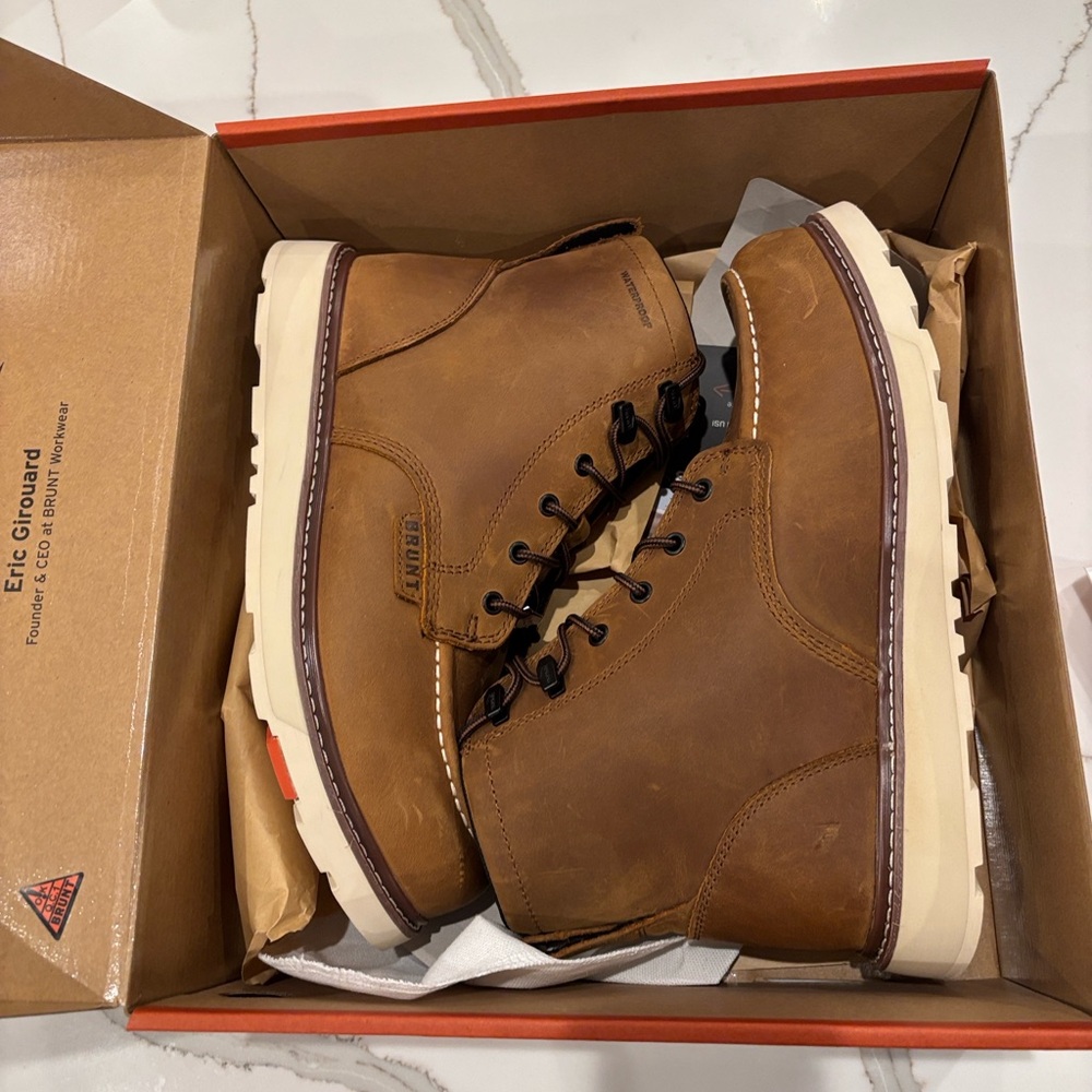 BRUNT Brown Leather Work Boots